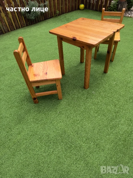 в Бургас -маса и стол детски от естествено дърво, снимка 1