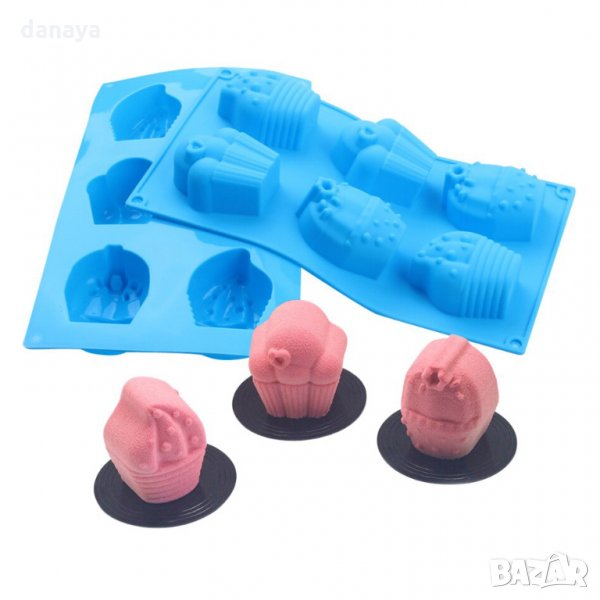 487 Силиконова форма за печене Кексчета с крем 6 гнезда, снимка 1