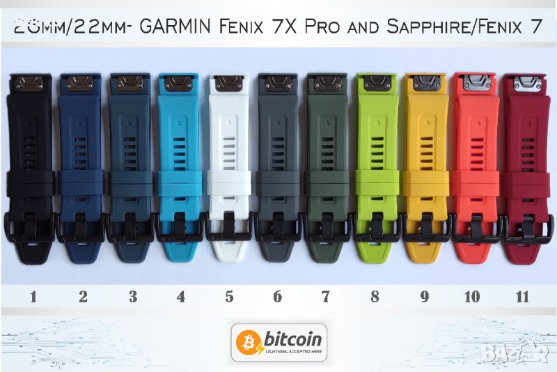 26мм/22мм силиконови каишки за GARMIN Fenix 7X/ Fenix 7, Fenix 6X/ 6, снимка 1