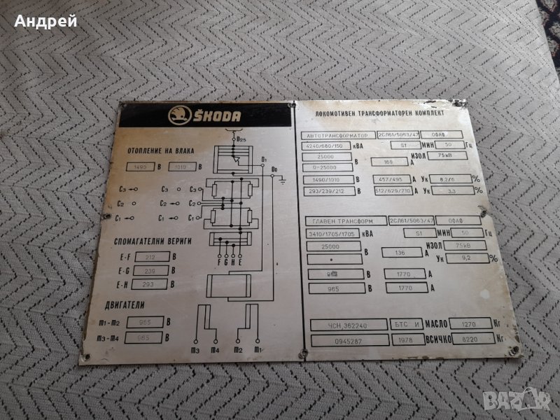 Стара табела,Влакова отоплителна схема Skoda, снимка 1