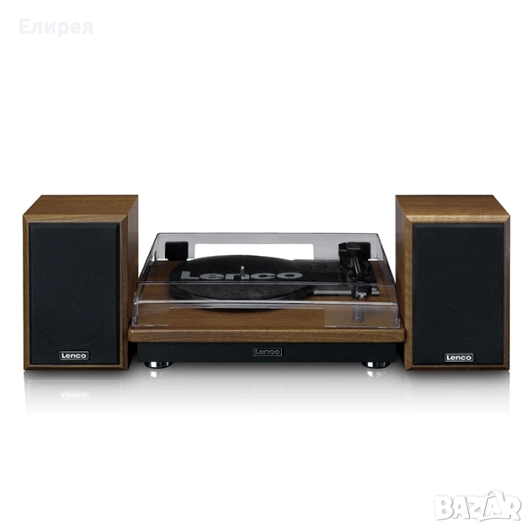 Грамофон и колони Lenco LS 100WD кафяв, снимка 1