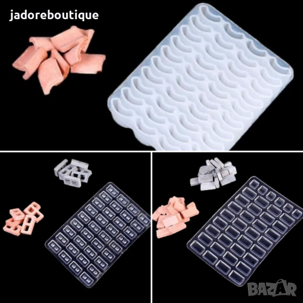 Силиконов молд малки тухлички/ керемиди - три вида , снимка 1