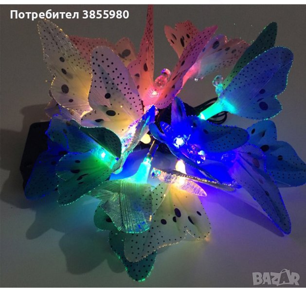 Верига от LED лампички за градината  с пеперуди, снимка 1