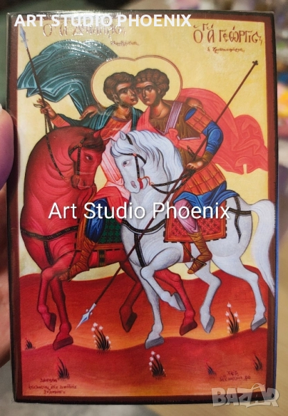 Икона на Свети Георги и Свети Димитър icona Sveti Georgi i Sveti Dimitar, снимка 1