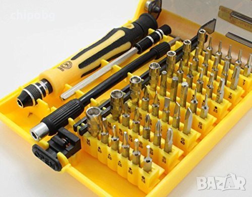 Комплект отвертка и накрайници Jakemy JK-6089-C, 45 Части, CR-V, Жълт, снимка 1