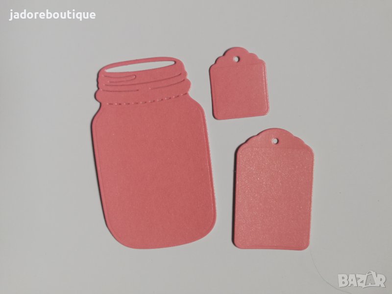 Елементи от хартия 3 бр буркан с тагове скрапбук рецептурник декорация , снимка 1