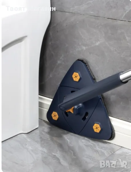 Разтегателен триъгълен MOP за почистване  360° с 3 резервни подложки, снимка 1