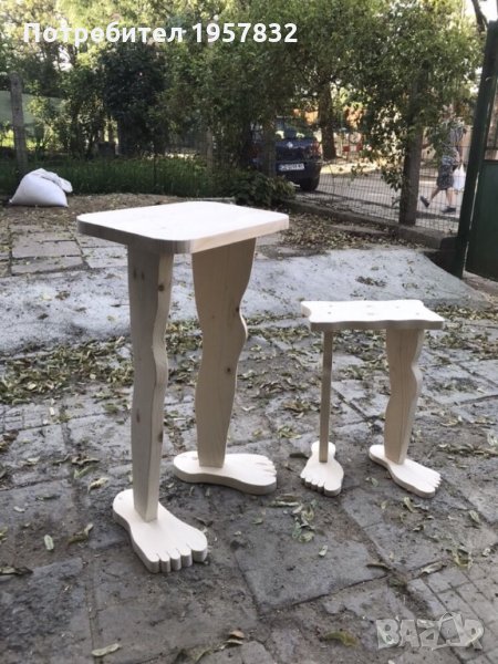 Дизайнерска декоративна дървена маса със стъпала ръчна изработка, снимка 1