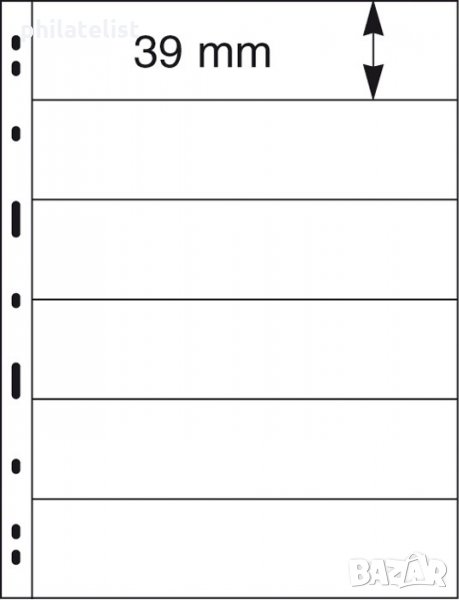 Lindner Uniplate листа за пощенски марки с 6 реда черни, снимка 1