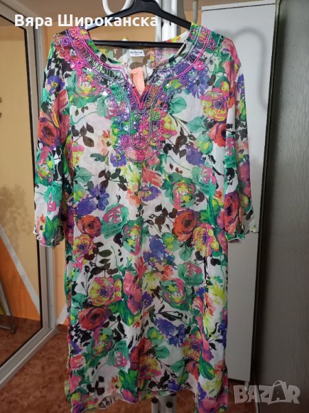 Пъстра полупрозрачна туника за едра дама. Нова, с етикет, внос от Гърция. Размер: XL. , снимка 1