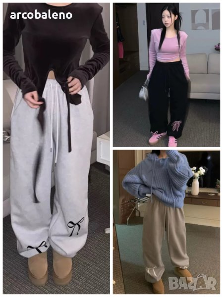 Нови дамски удебелени кадифени панталони с щампа на панделка, 3цвята, снимка 1