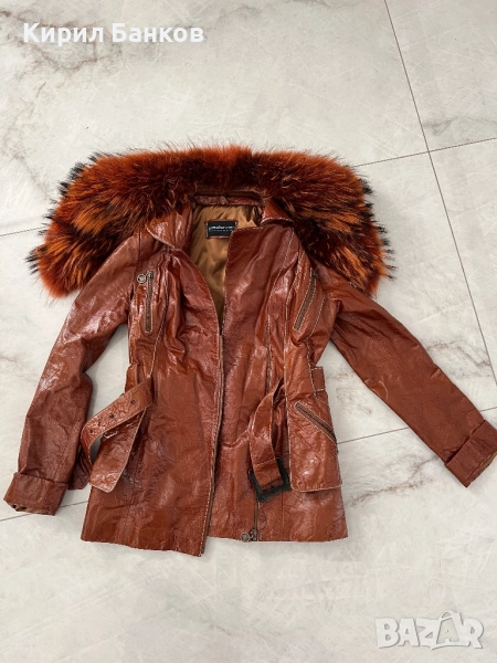 Дамско яке от телешки бокс и яка от лисица, Padova, размер S, снимка 1