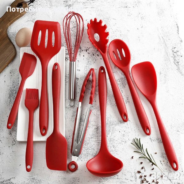 КУХНЕНСКИ СИЛИКОНОВИ ПРИБОРА ЗА ХРАНА - 10 бр., снимка 1