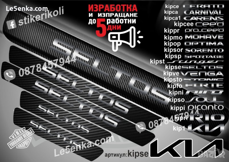 ПРАГОВЕ карбон KIA SELTOS фолио стикери kipse, снимка 1