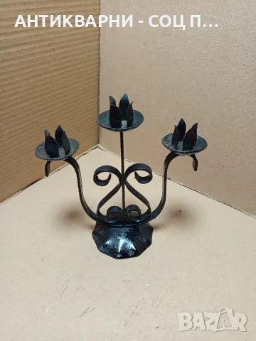 Стар Ръчно Кован Свещник., снимка 2 - Антикварни и старинни предмети - 49426658