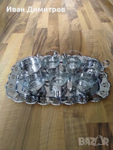 Старинен руски сервиз за чай Rz 8710-MET/Antique Russian tea set Rz 8710-MET, снимка 8 - Антикварни и старинни предмети - 36691040