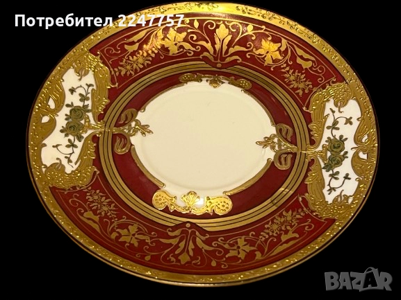 Порцеланова чаша с чинийка – F.M.C. handgemalt, ръчно рисувана, позлата, снимка 5 - Чаши - 51482749