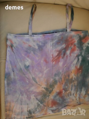 Ръчно рисувана блуза с презрамки върху естествена коприна, снимка 4 - Потници - 37383393