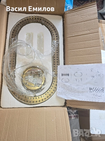 Модерен Кристален полилеи (златист 60см), снимка 2 - Лампи за таван - 51943570