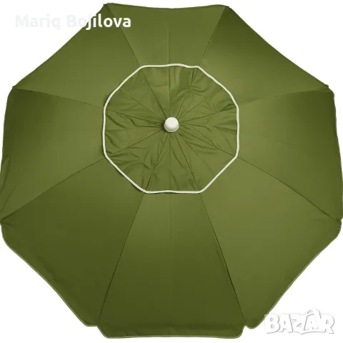 Кръгъл плажен чадър 2.40 м с чупещо се рамо, UV защита и прозорче за вятър, снимка 6 - Други стоки за дома - 50031421