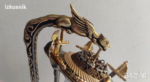 Филигранна пластика от Толедо – бронз и стомана, невероятно красив, снимка 8 - Антикварни и старинни предмети - 51643448