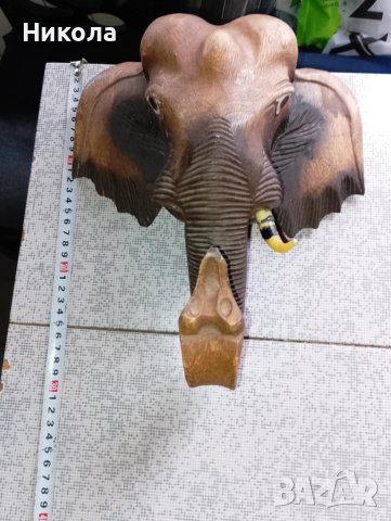 Голяма слонска дървена глава, снимка 6 - Декорация за дома - 51393931