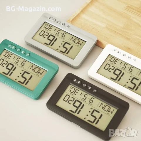 Светещ настолен електронен часовник с температура аларма календар големи цифри на батерии LED, снимка 8 - Други - 51039891