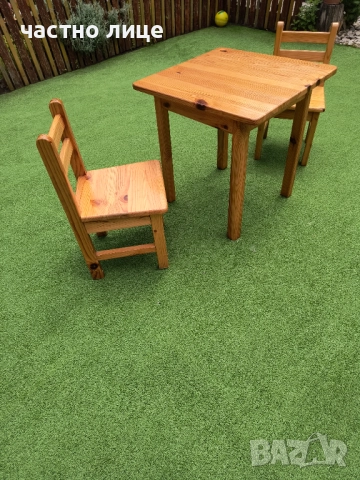 в Бургас -маса и стол детски от естествено дърво