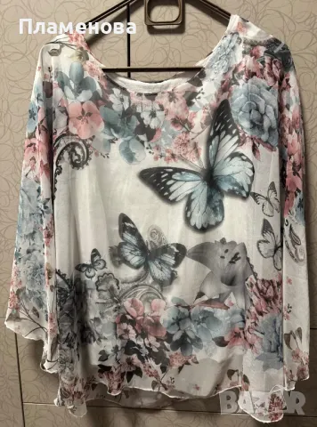 Дамска феерична блузка с прозрачен ръкав - L, XL, снимка 1