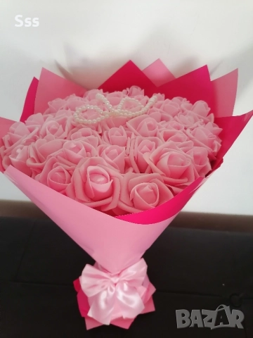 Букет от вечни сатенени рози , снимка 10 - Изкуствени цветя - 52592587