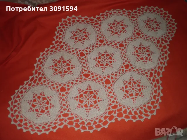 Винтидж ръчно плетено памучно каре за маса, снимка 6 - Други ценни предмети - 49222071