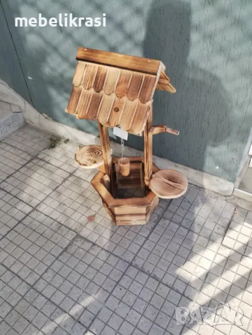 Малък декоративен кладенец с 2 поставки за цветя с височина 80 см.. , снимка 3 - Градински мебели, декорация  - 47902776