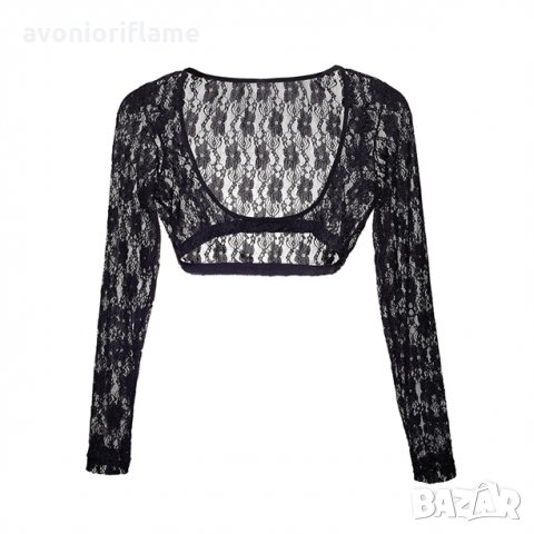 Елегантно дантелено болеро, ръкави и гръб за рокля в черно, снимка 2 - Корсети, бюстиета, топове - 28378604