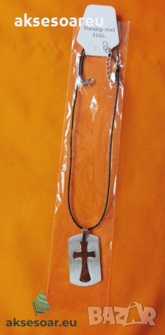 Ново колие с каишка медальон с висулка кръст в метална плочка модни бижута за подарък за Свети Вален, снимка 8 - Колиета, медальони, синджири - 38319851