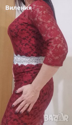  Елегантна дантелена рокля, снимка 2 - Рокли - 44131102