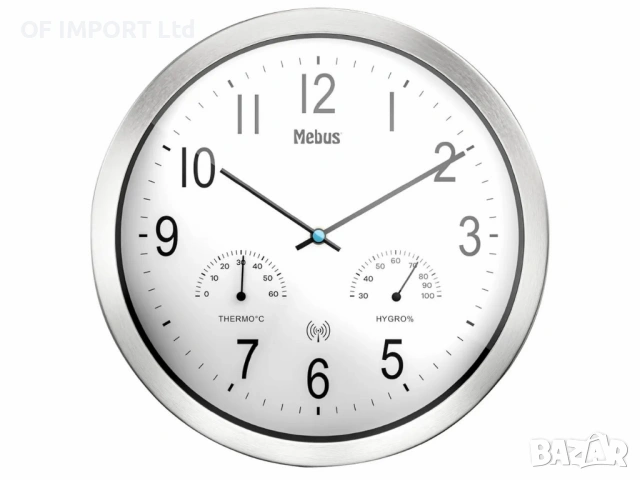Стенен Часовник MEBUS с Термометър и Влагомер, снимка 3 - Други стоки за дома - 53450893