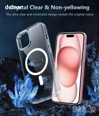FNTCASE Калъф за телефон за iPhone 15-Plus магнитен прозрачен удароустойчив защитен, снимка 7 - Калъфи, кейсове - 43761508