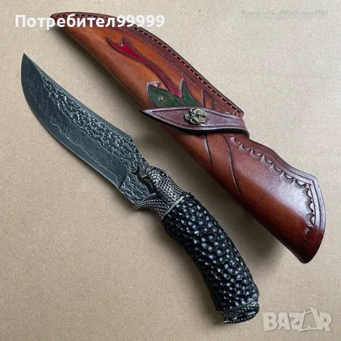 Ловен нож от Дамаска стомана , снимка 5 - Ножове - 47895074