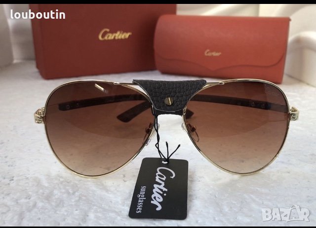 Cartier унисекс мъжки слънчеви очила с кожа и дървени дръжки 3 в 1, снимка 2 - Слънчеви и диоптрични очила - 28356030
