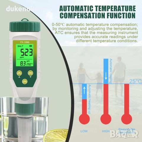 5-в-1 pH метър, pH, EC, TDS, соленост и температура, снимка 4 - Друга електроника - 52812615
