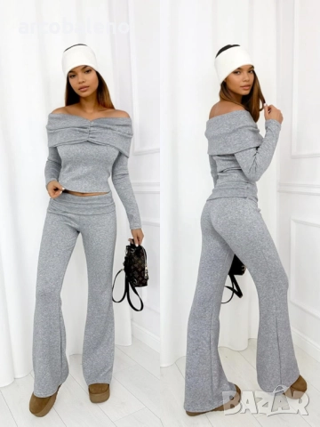 Дамски комплект от две части с отворени рамене, 5цвята , снимка 14 - Комплекти - 52674586