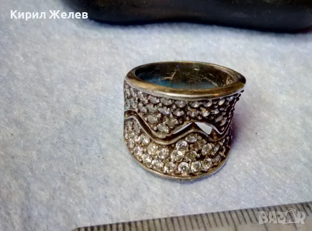 ФЕШЪН СКЪПОЦЕНЕН СРЕБЪРЕН ПРЪСТЕН МАТИРАНО СРЕБРО 925 ИНКРУСТИРАН с ИСКРЯЩИ ФАСЕТИРАНИ ЦИРКОНИ 25217, снимка 5 - Пръстени - 49273159