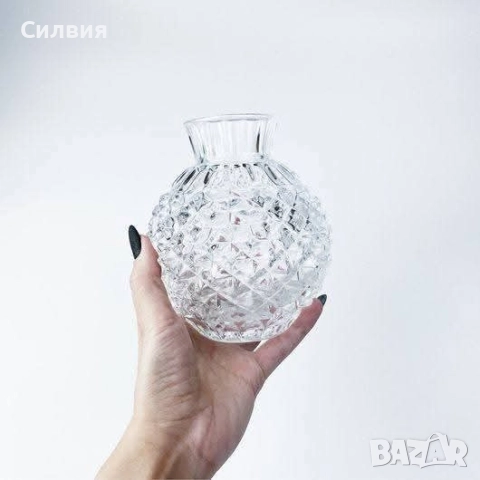 Винтидж Кристална Ниска Ваза, снимка 2 - Вази - 52886972