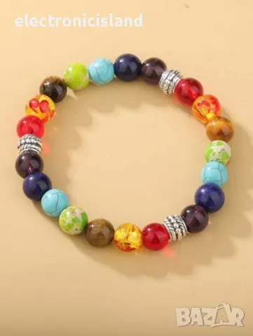 Гривна със седемте чакри Лечебни камъни от 7 мм, снимка 3 - Гривни - 48360620