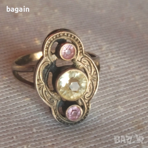 Диаманти и турмалин, сребърни пръстени с позлата., снимка 3 - Пръстени - 53602038