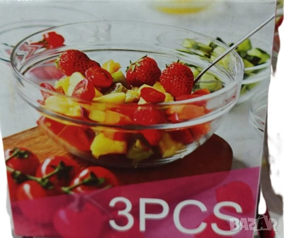 Комплект 3 броя стъклени купи, снимка 1
