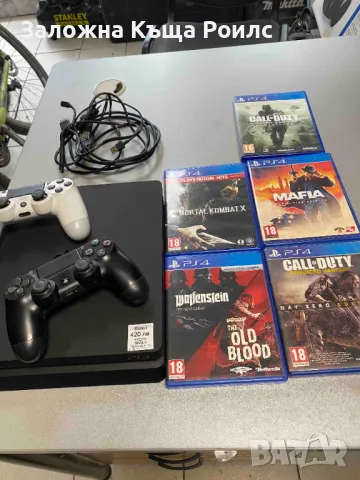 PlayStation 4 Slim 500GB с 5 игри и 2 джойстика , снимка 1