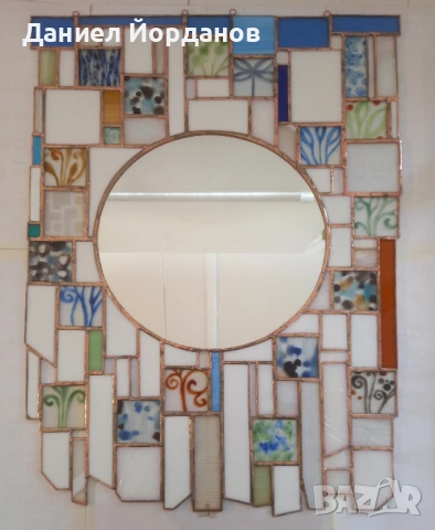 Огледало - Витраж в синьо и бяло, снимка 4 - Огледала - 53575821