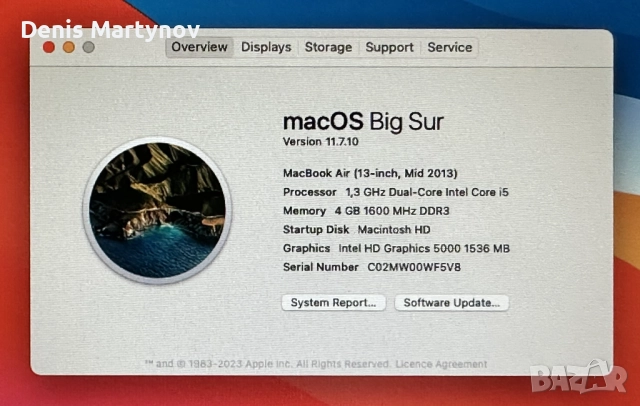 MacBook Air 13” (A1466, Mid 2013), снимка 6 - Лаптопи за дома - 51600592