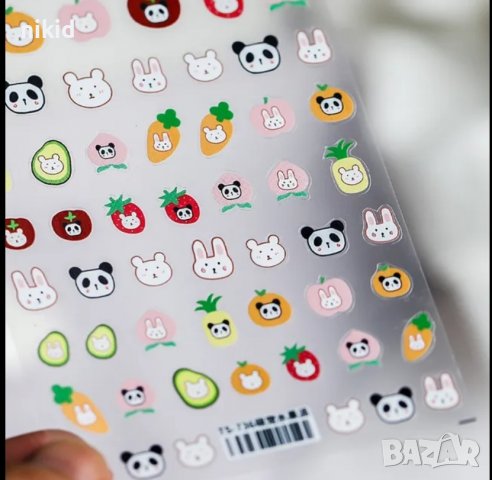 детски зайче мече морков Великденски самозалепващи лепенки за нокти маникюр декорация ваденки